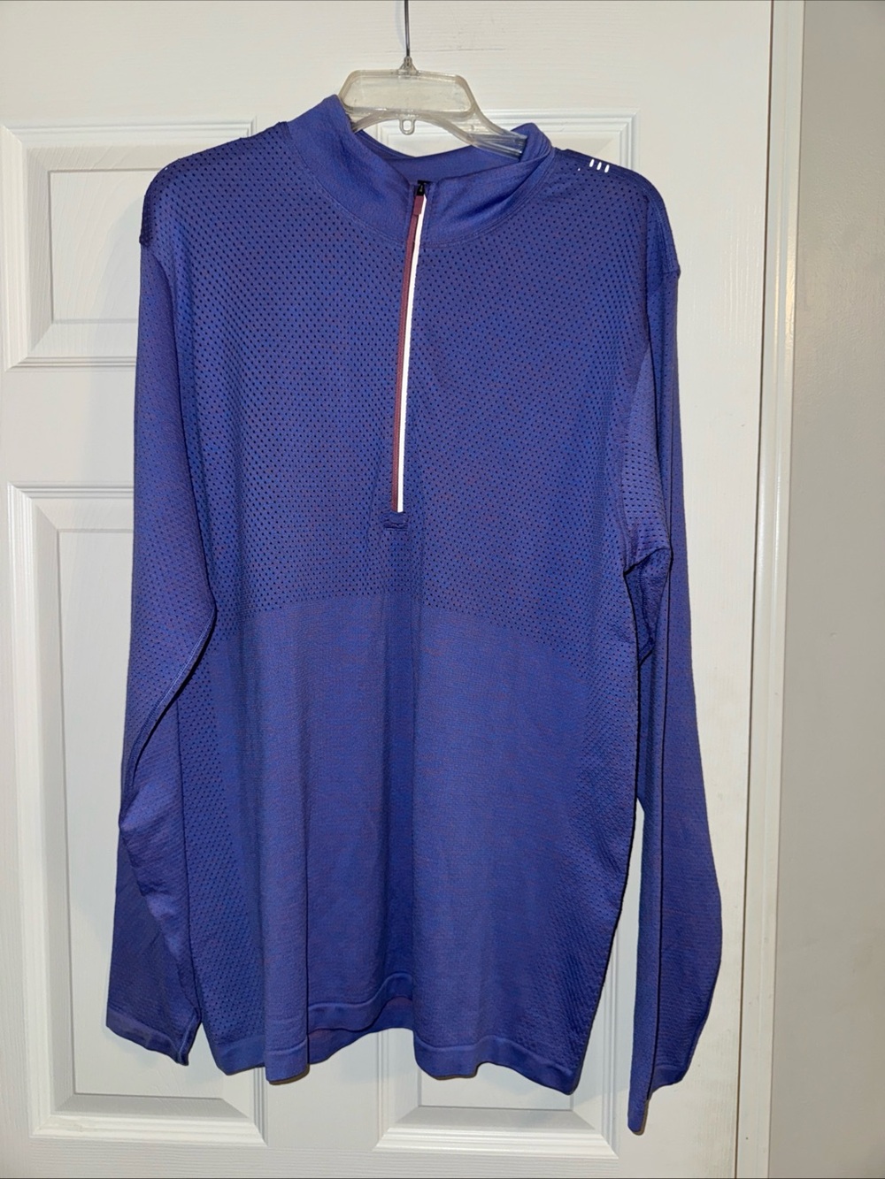 lululemon athletica Men’s Half-Zip Pullover - Deep Purple with White/Red Zip